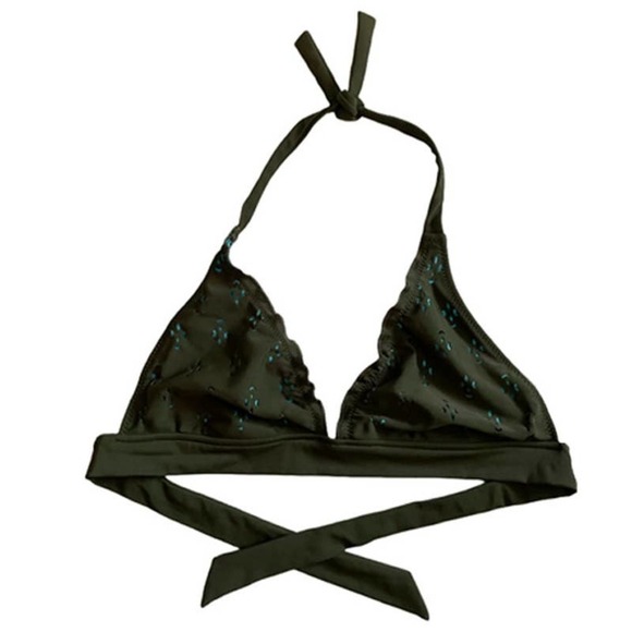 𝅺❤️ Mossimo Green Eyelet Bikini Top Size M - Picture 1 of 5